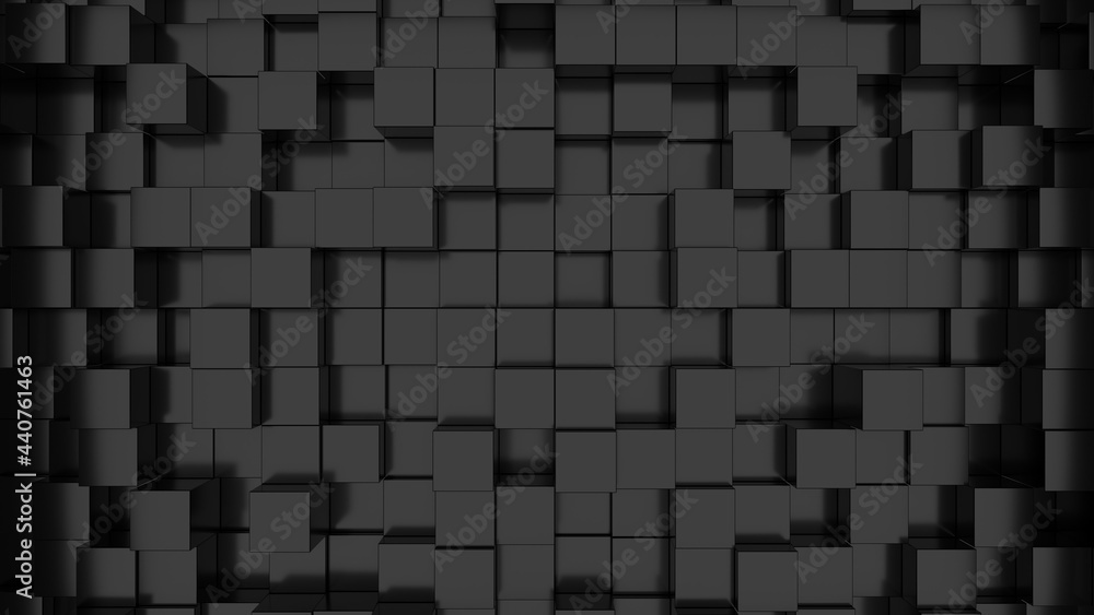 3D rendering of a pattern of black cubes for backgrounds and textures - obrazy, fototapety, plakaty 
