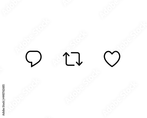 Reply Tweet, Retweet, and Like. Icon Set of Social Media Elements photo