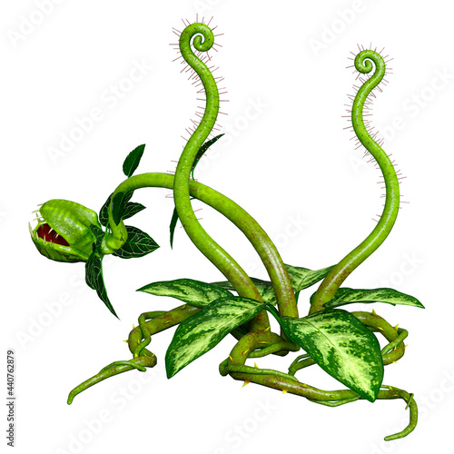 3D Rendering Carnivorous Plant on White Poster Mural XXL