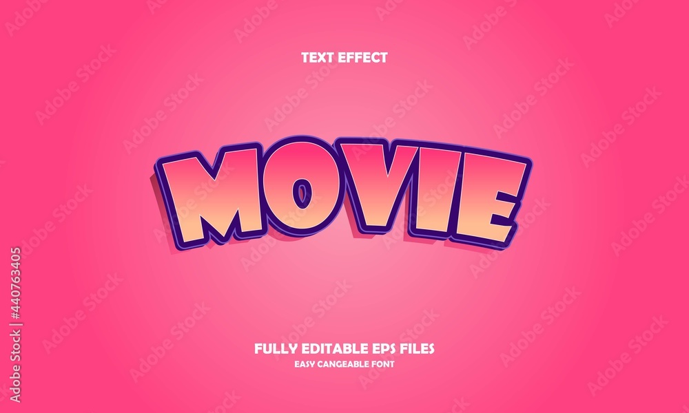 modern text effect movie editable vector illustration