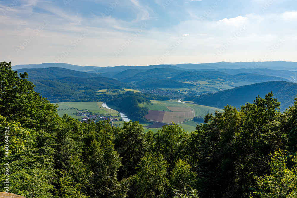 View from the Devils pulpit rock into the Werra River Valley between Hesse and Thuringia