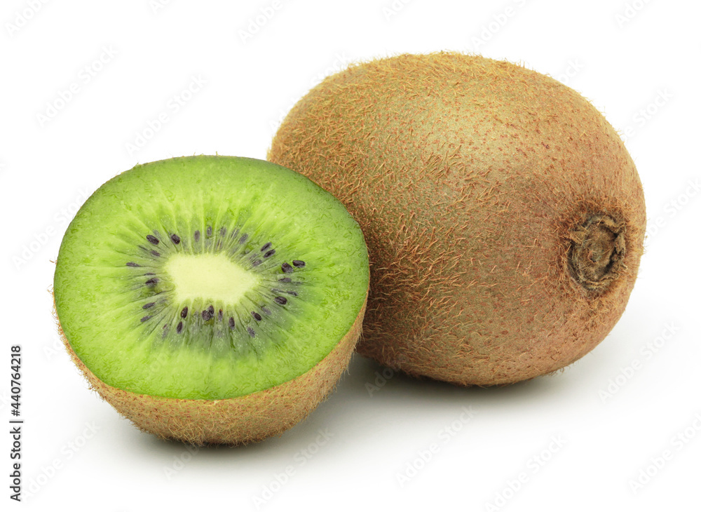 Kiwi and half kiwi fruit isolated on white background. Kiwi and half kiwi fruit isolated on white background.