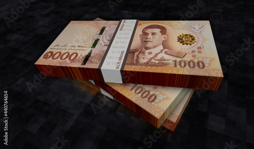 Fotografija Thai Baht money banknotes pack illustration
