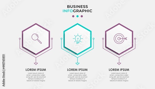 Business Infographic design template Vector with icons and 3 options or steps. Can be used for process diagram, presentations, workflow layout, banner, flow chart, info graph