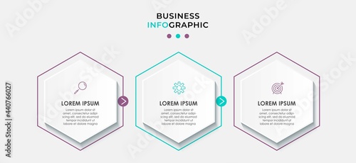 Business Infographic design template Vector with icons and 3 options or steps. Can be used for process diagram, presentations, workflow layout, banner, flow chart, info graph