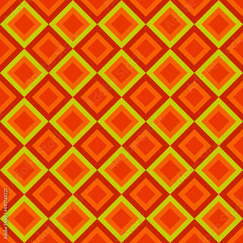 Orange and yellow rhombuses pattern. Seamless and repeatecd simple rhombus. Vector.