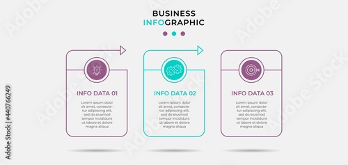 Business Infographic design template Vector with icons and 3 options or steps. Can be used for process diagram, presentations, workflow layout, banner, flow chart, info graph