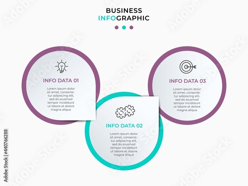 Business Infographic design template Vector with icons and 3 options or steps. Can be used for process diagram, presentations, workflow layout, banner, flow chart, info graph