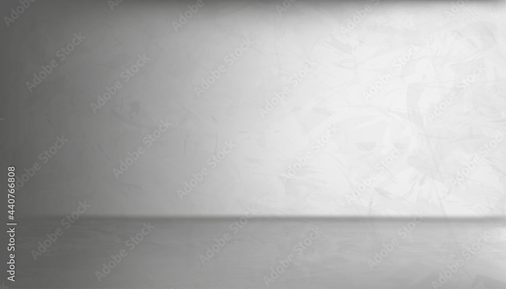 Grey Cement Wall Texture Background, Gray Concrete floor room surface with cracked texture pattern with light and shadow. Minimal Empty studio Room,Vector backdrop, Gallery banner with Copy space