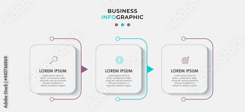 Business Infographic design template Vector with icons and 3 options or steps. Can be used for process diagram, presentations, workflow layout, banner, flow chart, info graph