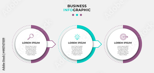 Business Infographic design template Vector with icons and 3 options or steps. Can be used for process diagram, presentations, workflow layout, banner, flow chart, info graph