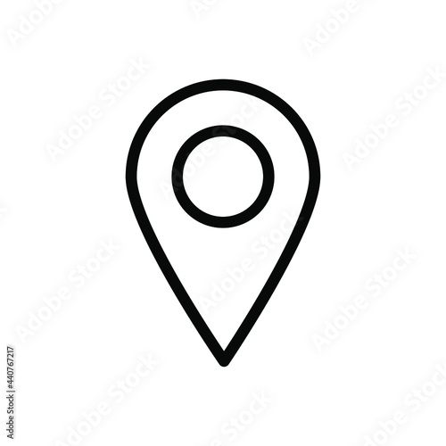 Black pinpoint icon. Vector illustration. Navigation finder, GPS, place, direction, compass, search concept, contact.