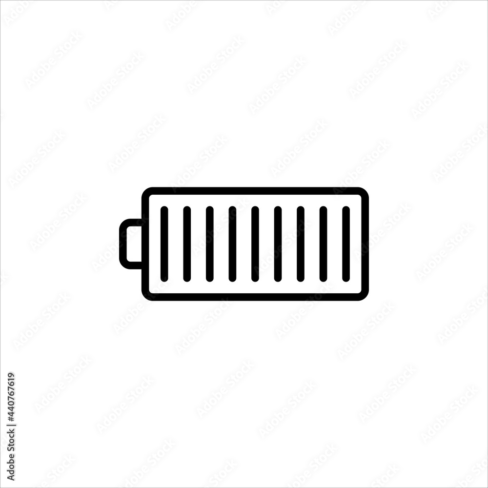 Line Icon Battery Indicator In A Simple Style. It represents the battery charge level. Vector sign in a simple style, isolated on a white background Line Icon Battery Indicator In A Simple Style. It represents the battery charge level. Vector sign in a simple style, isolated on a white background