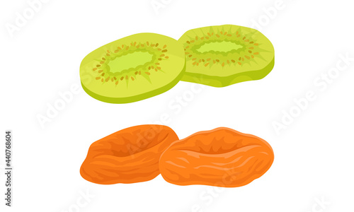Sun Dried Fruit as Food with Sweet Taste and Nutritive Value Vector Set