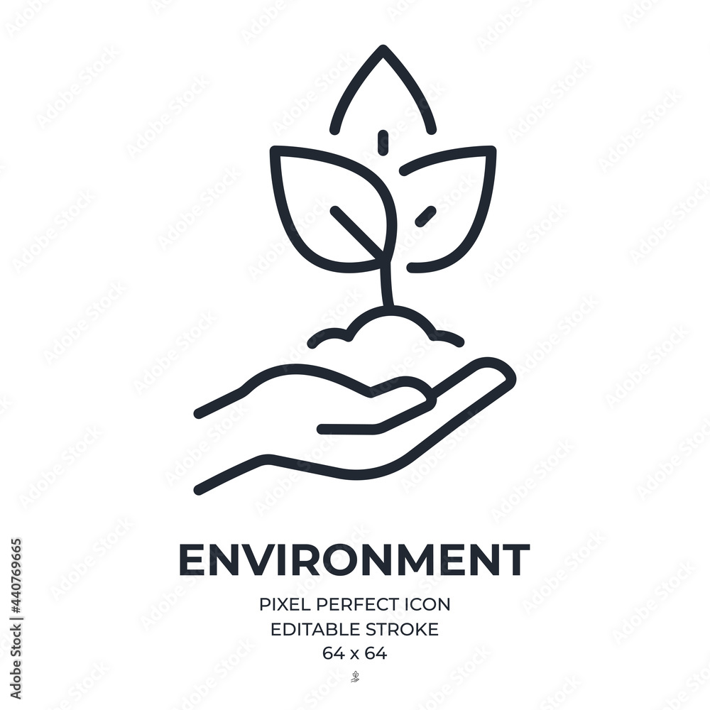 Ecology and environment concept editable stroke outline icon isolated ...