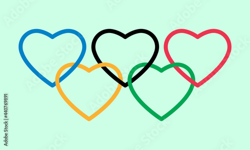 Vector, logo of the Olympic Games in the form of hearts photo