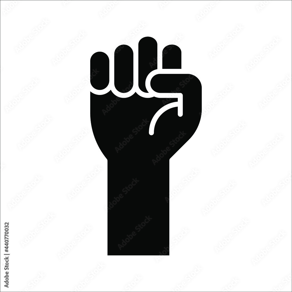 Black hand raised in a clenched fist icon. Freedom sign and protest symbol on white background. color editable Black hand raised in a clenched fist icon. Freedom sign and protest symbol on white background. color editable