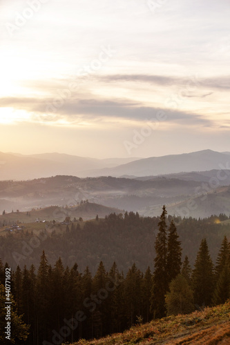 Fototapeta Naklejka Na Ścianę i Meble -  Magic dawn in the misty mountains
