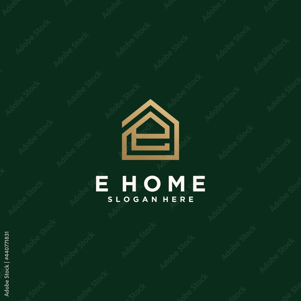 Set of modern home architecture industrial building logo design templates with initial letter E , house logo letter E Set of modern home architecture industrial building logo design templates with initial letter E , house logo letter E