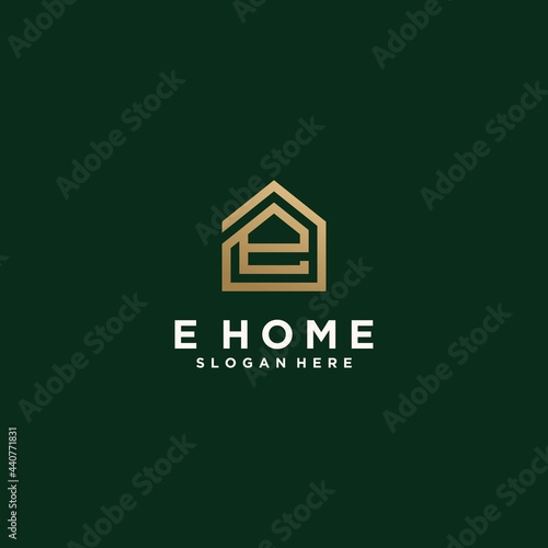 Set of modern home architecture industrial building logo design templates with initial letter E , house logo letter E