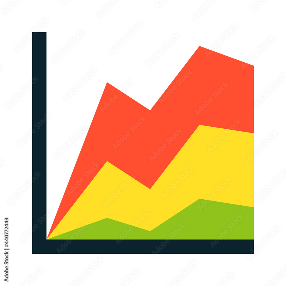 Stacked area chart icon. Clipart image isolated on white background Stacked area chart icon. Clipart image isolated on white background