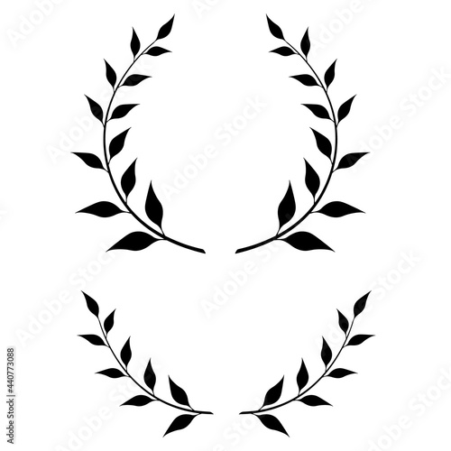 Leaf wreath silhouette icon round and half. Clipart image isolated on white background