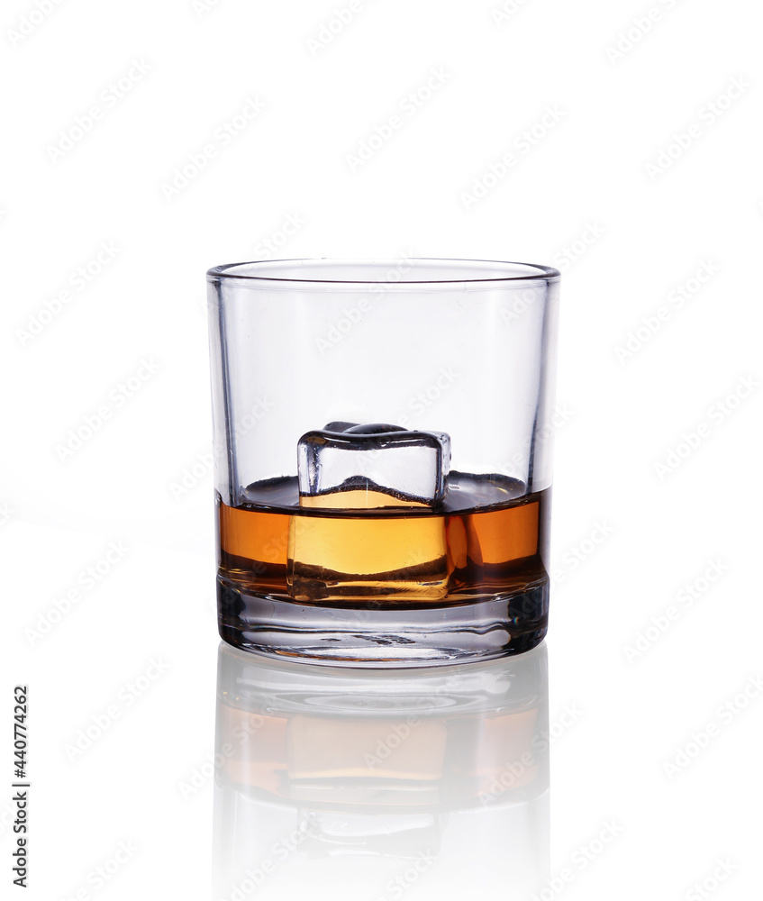glasses of whiskey with ice cubes isolated on white background glasses of whiskey with ice cubes isolated on white background