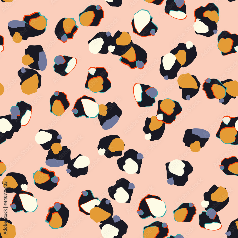 Leopard spots seamless pattern design in vector. Trendy colors