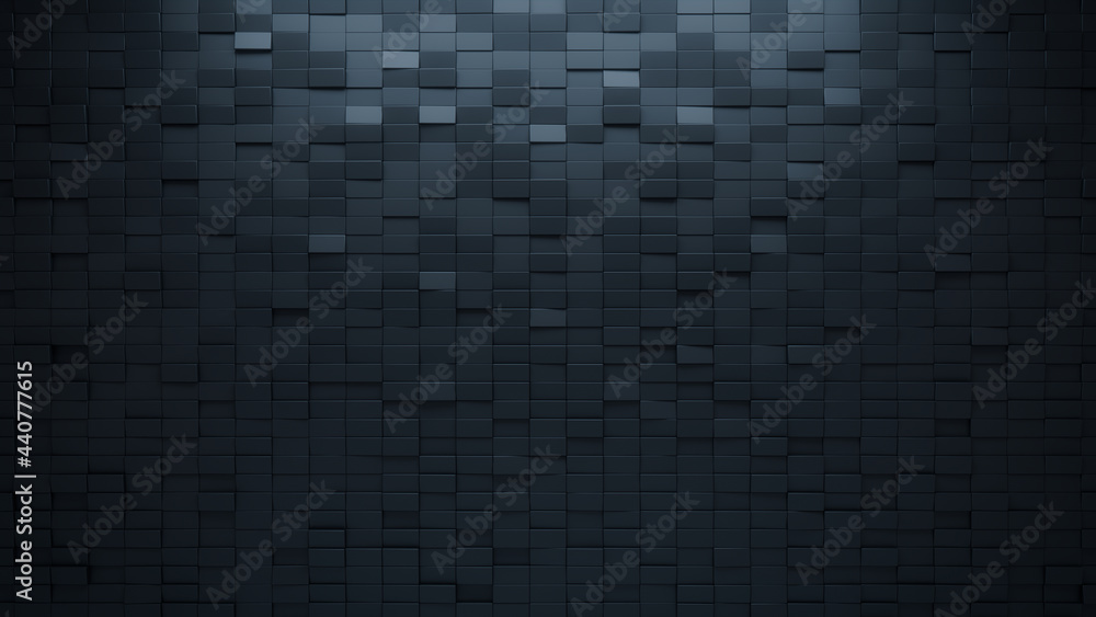 3D Tiles arranged to create a Black wall. Rectangular, Futuristic Background formed from Semigloss blocks. 3D Render 3D Tiles arranged to create a Black wall. Rectangular, Futuristic Background formed from Semigloss blocks. 3D Render