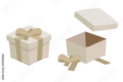 Gift boxes opened and closed isolated on transparent background. Sale gift, giving, celebrate, Christmas, birthday. 