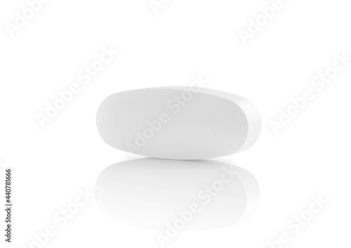 white supplement tablet for health isolated on white background