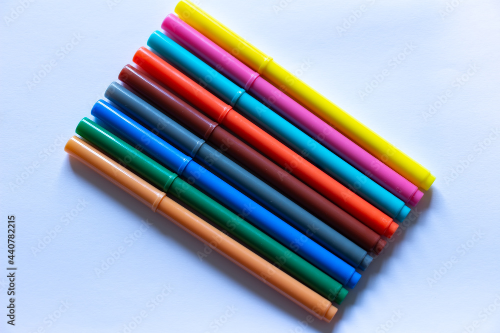Coloured Pens on White Background Coloured Pens on White Background