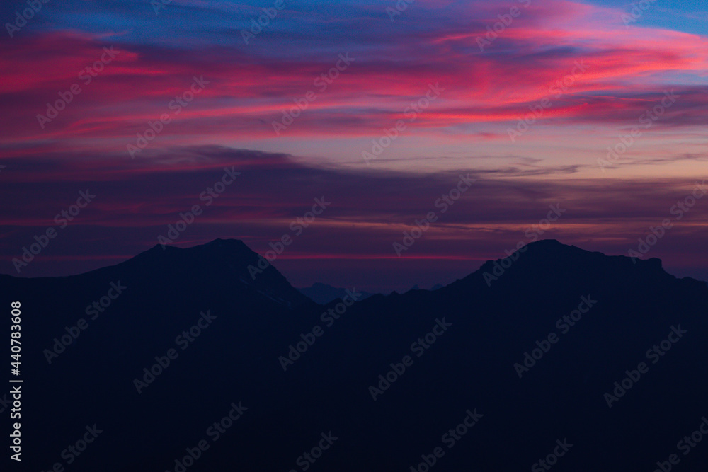 sunset over the mountains