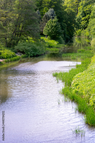 Aln river near Alnwick, Northumberland, England, in spring