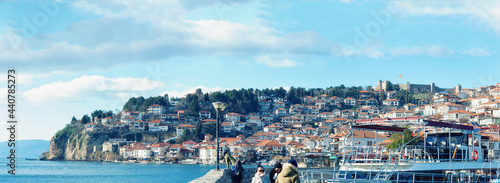 Panoramic view of the old city of Ohrid in the early morning hours