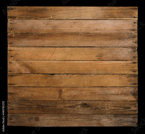 Wooden background from old wood planks, isolated on black.