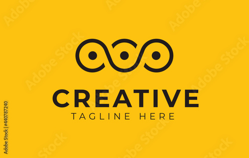 Triple Loop Logo Design Template. Infinite Loop Icon Line Art Vector