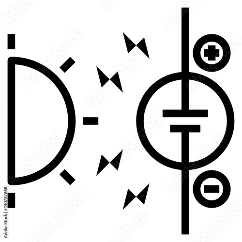 Solar cell line icon photo