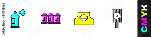 Set Paint spray can, , Spray nozzle cap and icon. Vector