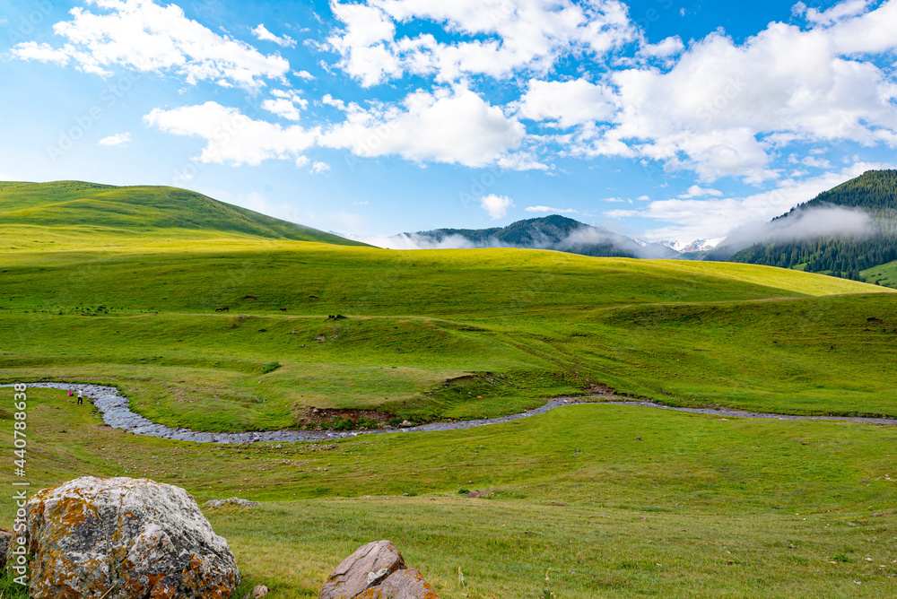 landscape with mountains and blue sky