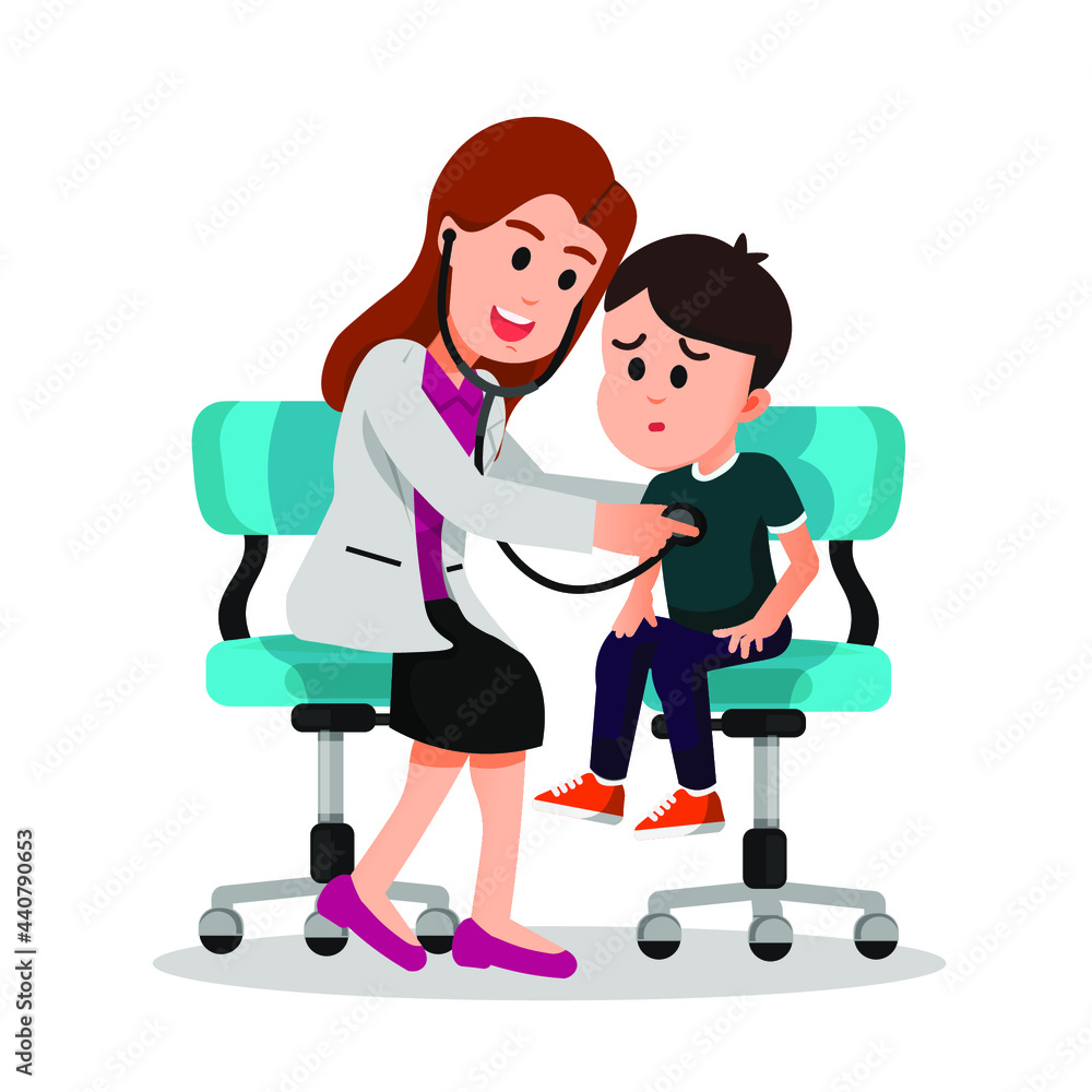boy is checked for health by a doctor with a stethoscope boy is checked for health by a doctor with a stethoscope