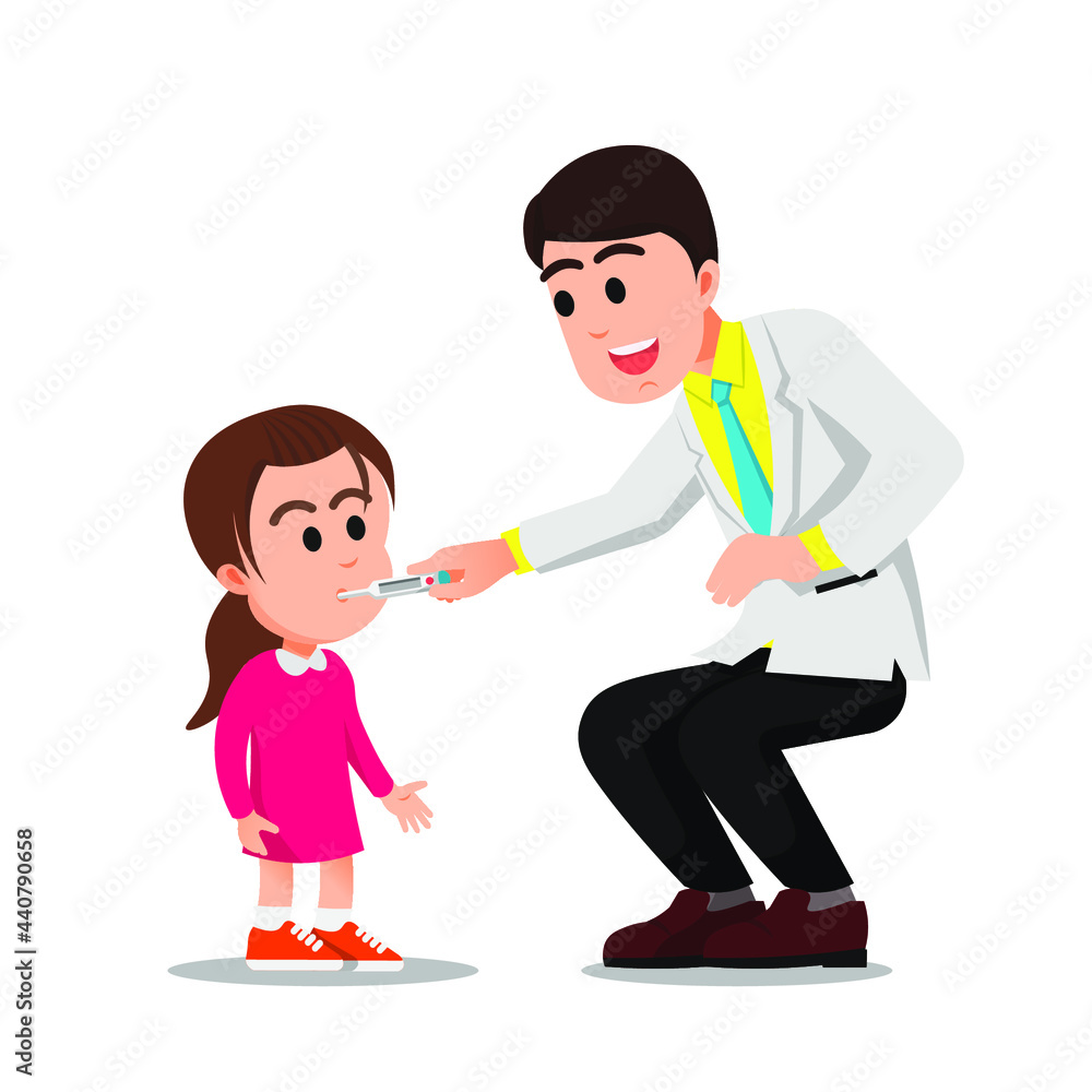 doctor is checking a little girl's temperature doctor is checking a little girl's temperature