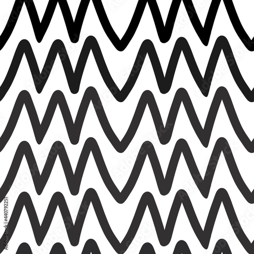 Vector Black uneven zigzags on white background, repeatable tile. Classic pattern design perfect for fashion, bedding textiles, fabric, scrapbooking, wallpaper