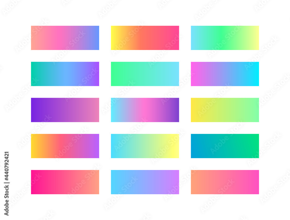 Pastel trendy smooth gradient color set. Collection of colorful gradient swatches palette. Vector shiny background collection for screen, frame, label, web, design, mobile app, button, wallpaper Pastel trendy smooth gradient color set. Collection of colorful gradient swatches palette. Vector shiny background collection for screen, frame, label, web, design, mobile app, button, wallpaper