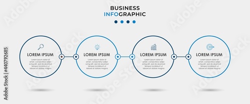 Business Infographic design template Vector with icons and 4 options or steps. Can be used for process diagram, presentations, workflow layout, banner, flow chart, info graph