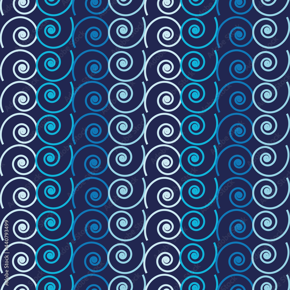 Blue rounded modern geometric vector seamless pattern