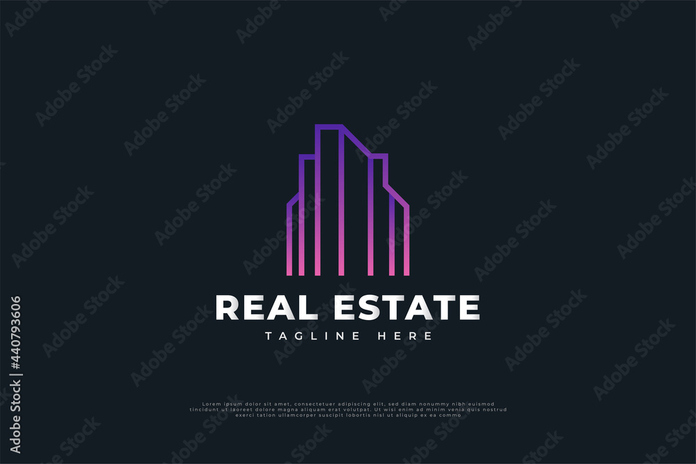 Modern Colorful Real Estate Logo Design with Linear Concept. Construction, Architecture or Building Logo Design