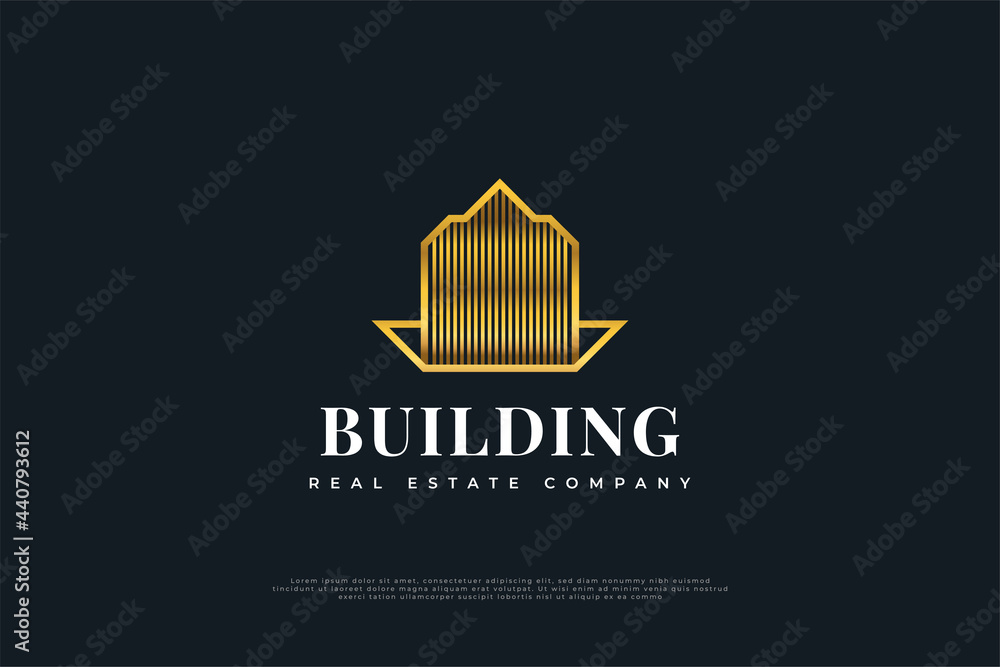 Luxury Gold Real Estate Logo Design Template. Construction, Architecture or Building Logo Design