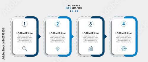 Business Infographic design template Vector with icons and 4 options or steps. Can be used for process diagram, presentations, workflow layout, banner, flow chart, info graph
