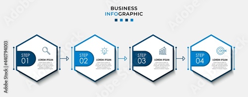Business Infographic design template Vector with icons and 4 options or steps. Can be used for process diagram, presentations, workflow layout, banner, flow chart, info graph